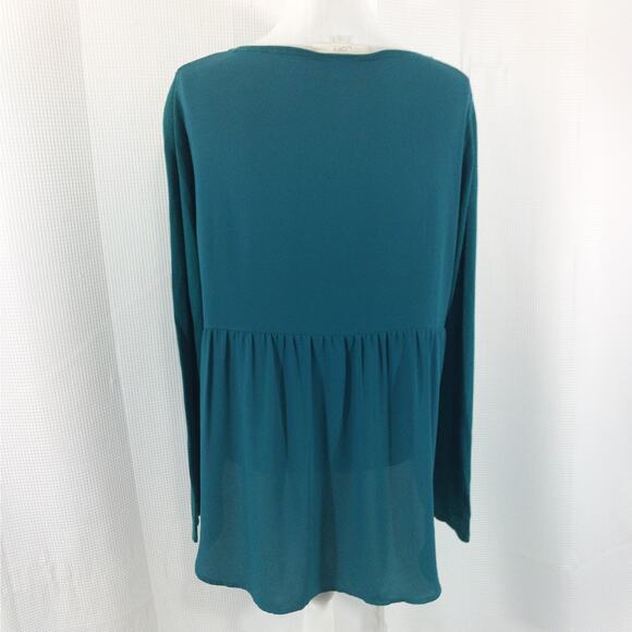 ANN TAYLOR LOFT! EMERALD GREEN ULTRA LIGHTWEIGHT SWEATER, CHIFFON SKIRT! SZ L - Picture 4 of 7